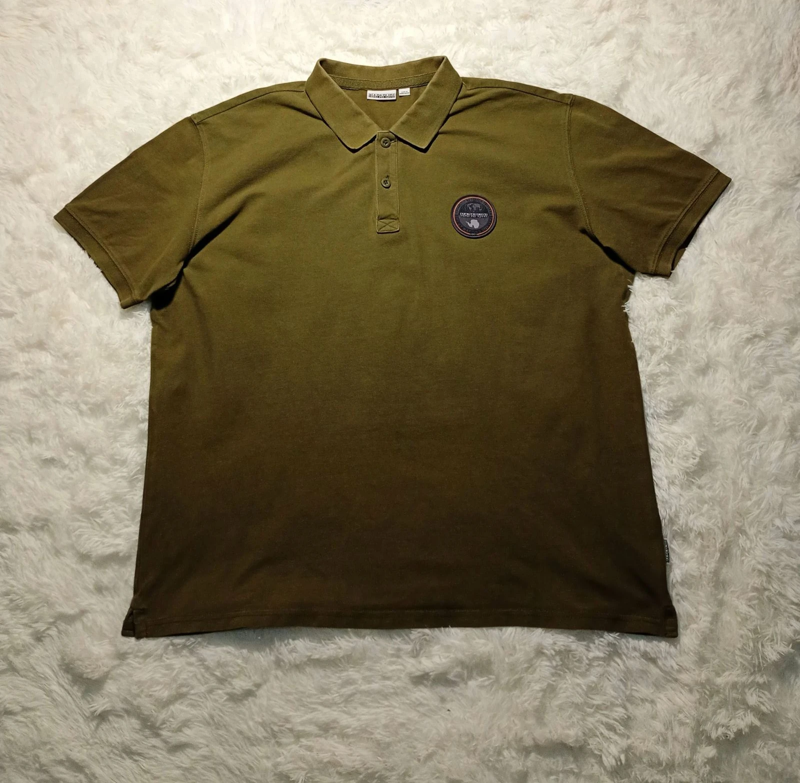 Vintage Napapijri Polo Shirt Olive Green XL – photo 5